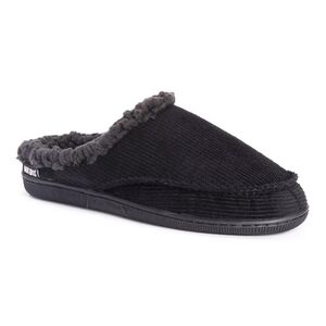 MUK LUKS Sherpa Lined Corduroy Clog Slippers, Black/Grey, Men's 10-11 Medium NEW